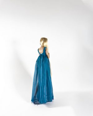 espalda vestido azul alta costura para muñecas cierre y estructura