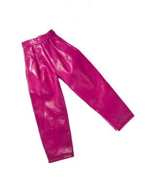 Pantalón de vinilo rosa artesanal para muñeca, vista principal