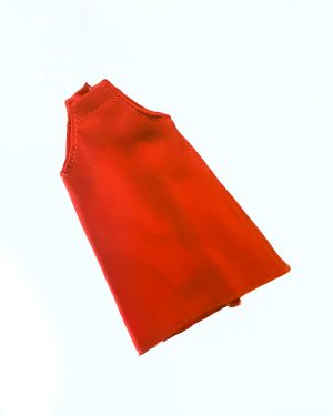 Vestido rojo retro 60s artesanal para muñeca, vista frontal
