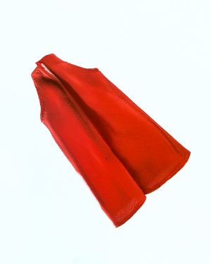 Vestido rojo retro 60s artesanal para muñeca, vista trasera