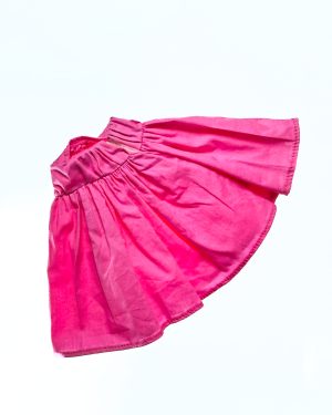 Vestido baby doll de algodón rosa artesanal para muñeca, vista trasera
