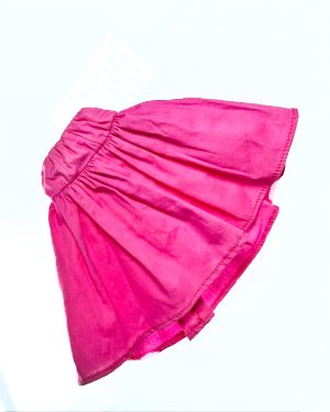 Vestido baby doll de algodón rosa artesanal para muñeca, vista frontal