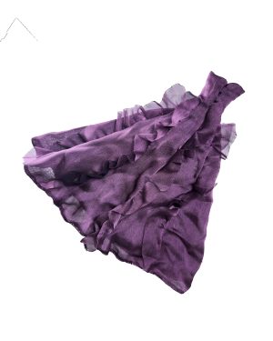 Vista trasera del vestido de organza para muñecas Medusa en organza malva con volantes